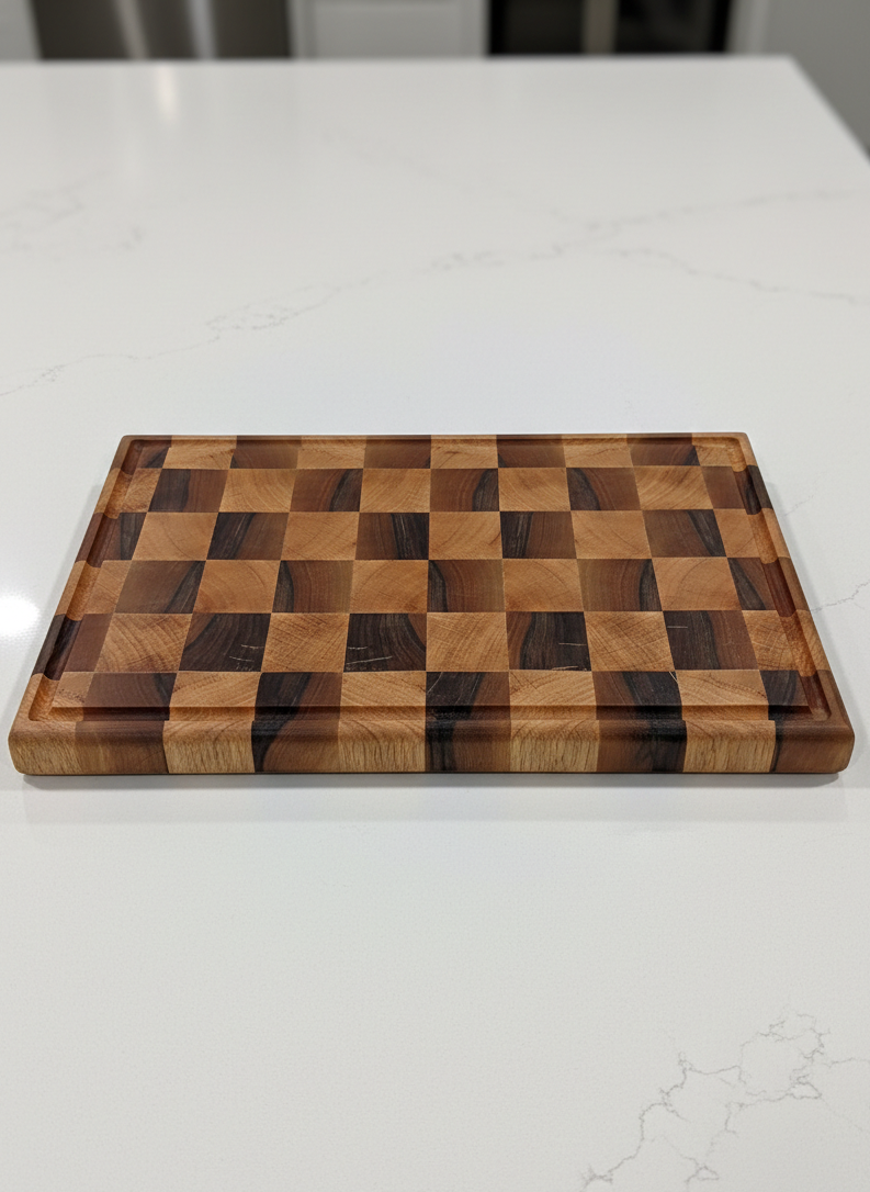 Artisan Seri: End Grain Ceviz & Meşe Kesme Tahtası (44 x 29 x 3 cm)